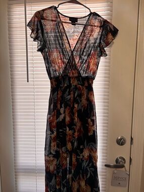 Navy sheer Floral Wrap Maxi Dress by Alexa B Nights